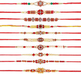 Store Indya Rakhi Set Of 10 For Brother, Bhai A Traditional Symbol Of Love, Blessings, And Togetherness (Design 1),Nylon,Multicolor
