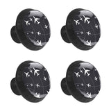4 Pcs Cabinet Drawer Knobs Airplane With Dashed Path Lines Sky Decorative Round Crystal Glass Furniture Drawer Handles Dresser C