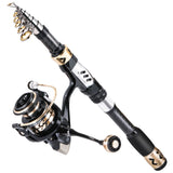 Sougayilang Fishing Pole Kit, Telescopic Fishing Rod and Reel Combo with Spinning Reel, Fishing Gear Set for Beginner Adults Sal
