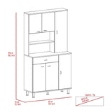 Tuhome Della 90 Kitchen Pantry, One Drawer, Multiple Cabinets, Two Open Shelvess -White
