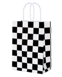 INJOOYAA 30Pcs Black and White Checkered Racing Bags Hot Rod Party Checkered Bags with Handle (20 x 18 x 18 cm)