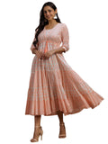 Libas Women'S Cotton A-Line Midi Dress (29163_Orange