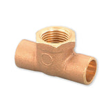 Everflow Supplies CCFT0034NL C X C X F Cast Brass Tee Fitting with Solder Cups and Female Threaded Branch, 3/4