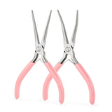 VISEMAN 6 Mini Needle Nose Pliers with Comfort Grip Handles, 2PCS Long Nose Pliers Set for Handmade Craft, Pink