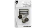 Dritz 638 Overall Buckles with NoSew Buttons for 11/4Inch, Antique Brass 2Count