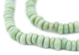 The Bead Chest Pastel Turquoise Glass Donut Beads - 24 Inch Strand of Indonesian Rondelle Java Glass Beads for Crafts & Jewelry 