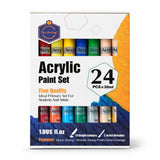24 Colors Acrylic Paint Set, 30Ml Large Tubes With 2 Paint Brushes, Rich Pigmented Quick Drying Acrylic Paints For Canvas, Wood,