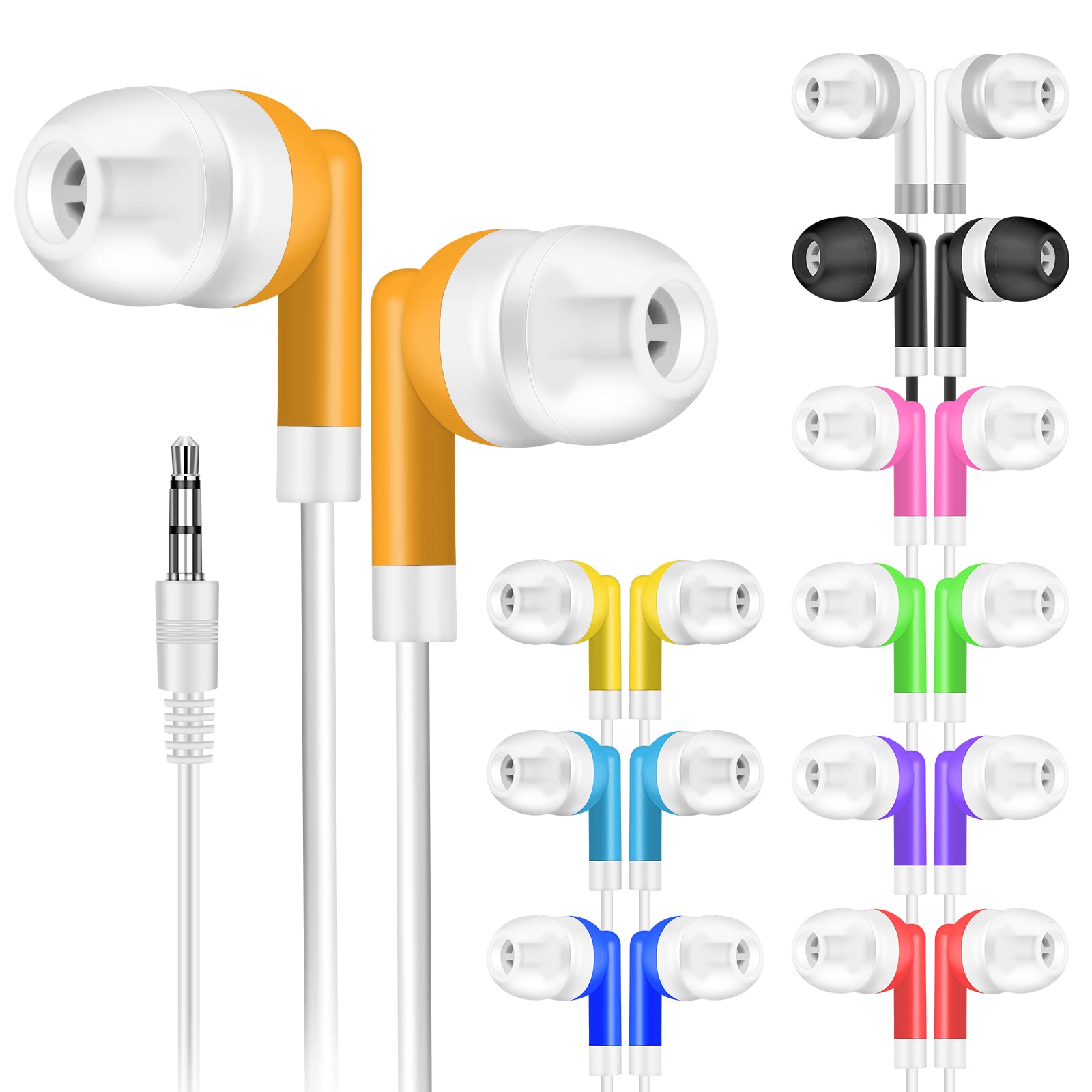 OSSZIT Kids Bulk Earbuds 30 Pack Wholesale Earbuds Headphones Bulk Perfect for School Classroom Libraries Students Multi Colored