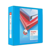 Staples 976042 3-Inch Staples Heavy-Duty View Binder with D-Rings Light Blue