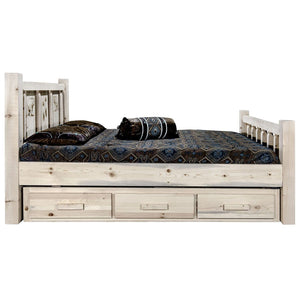 Montana Woodworks Moose Design Storage Laser Engraved Bed In Clear Lacquer Finish (Full: 87 In. L X 60 In. W X 47 In. H (320 Lbs