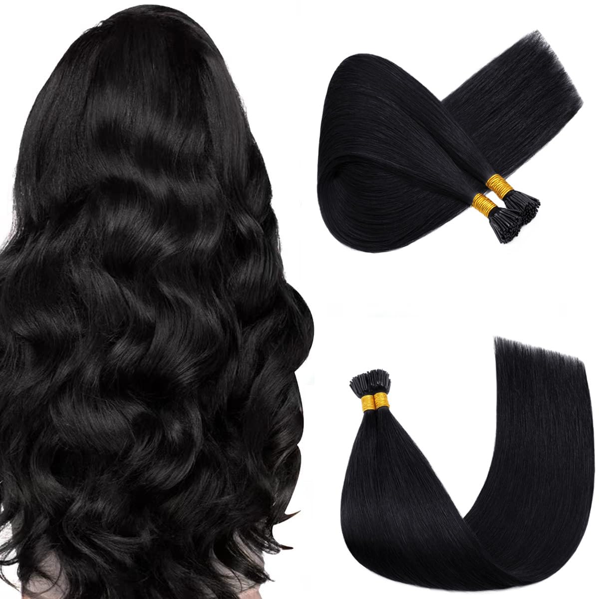 100 Strands/Pack I Tip Remy Human Hair Extensions Pre Bonded Keratin Stick In Hair Extensions Cold Fusion Hair Piece For Women L