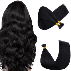 100 Strands/Pack I Tip Remy Human Hair Extensions Pre Bonded Keratin Stick In Hair Extensions Cold Fusion Hair Piece For Women L
