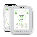 BREATHE Airmonitor Plus: Smart Air Quality Monitor Indoor - 8-in-1 CO2 Meter, Formaldehyde Detector, VOC Meter, PM1/2.5/10, Temp