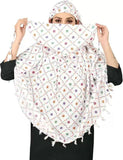 Vinsh Enterprise Cotton Long Scarf Cum Mask Scarves Usable For Vehicle Driver | White Printed Design | Universal Size | For Girl
