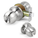 LOQRON Ball Door Knob Privacy Door Knob, KEYLESS Interior Door Lock, Round Ball Handle for Right and Left Side Bedroom, Bathroom