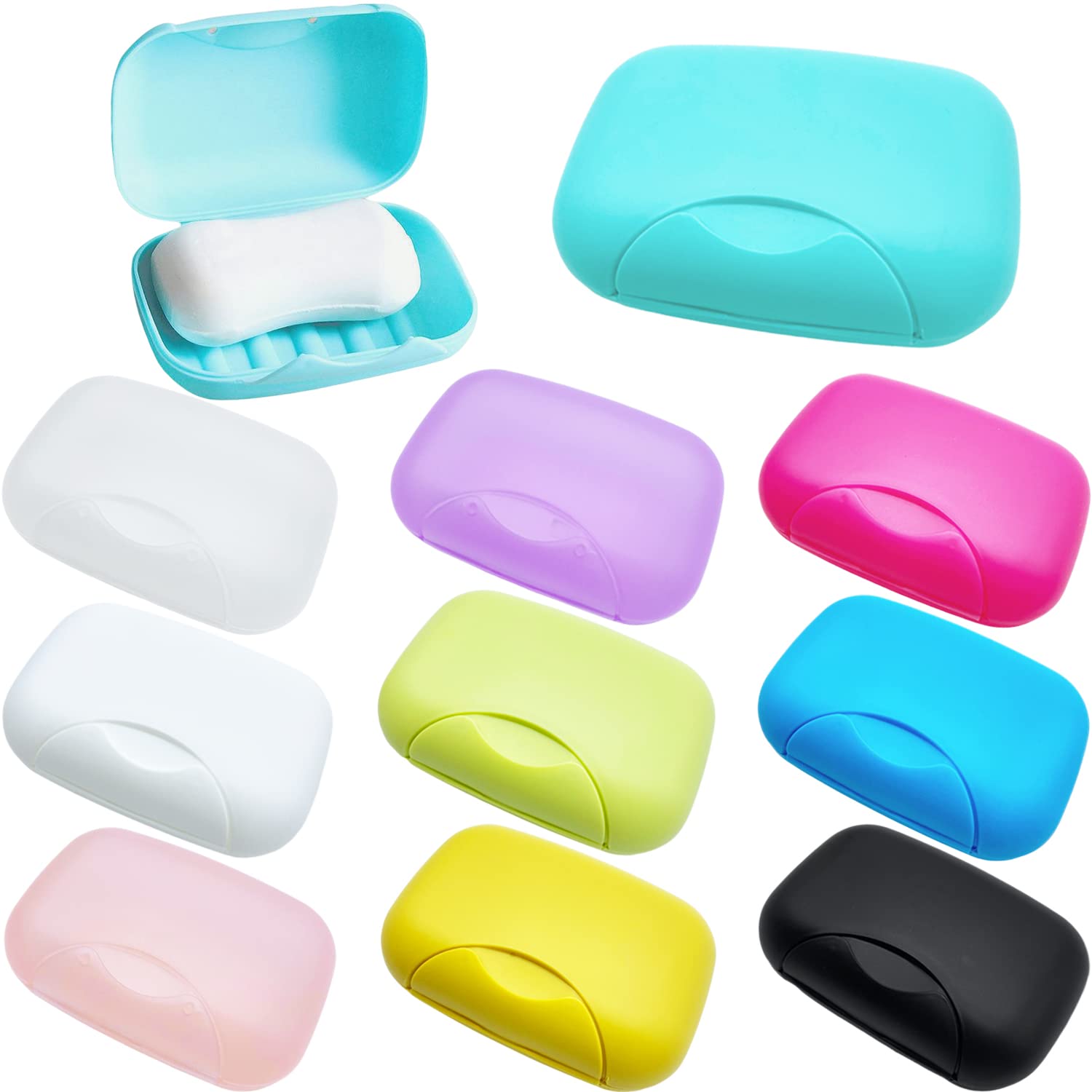 10 PCS Soap Box Holder,Plastic Travel Soap Dish,Portable Leak Proof Soap Case Container for Bathroom,Camping,Gym,Business Trip,1