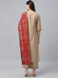 Anni Designer Women'S Cotton Solid Kurta With Palazzos & Dupatta (Beige Xl),Beige,XL,Cotton Blend,Straight,Dupatta