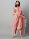 Gosriki Women'S Chanderi Cotton Straight Printed Kurta With Pant & Dupatta (Yoda Peach-Nw-Gs_Xxl_Peach_Xx-Large),Peach,2,B0CHSDR9CD