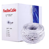 FiveStarCable Cat5e 1000 Ft 24AWG UTP 4 Twisted Pair Ethernet Router LAN Cable Wire Pull Box - White Color