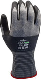 SHOWA MFT Pro 381 Microfiber Work Gloves with Oil-Resistant Foam Nitrile Palm Coating, Latex-Free, Mechanics Glove, Black, XX-La