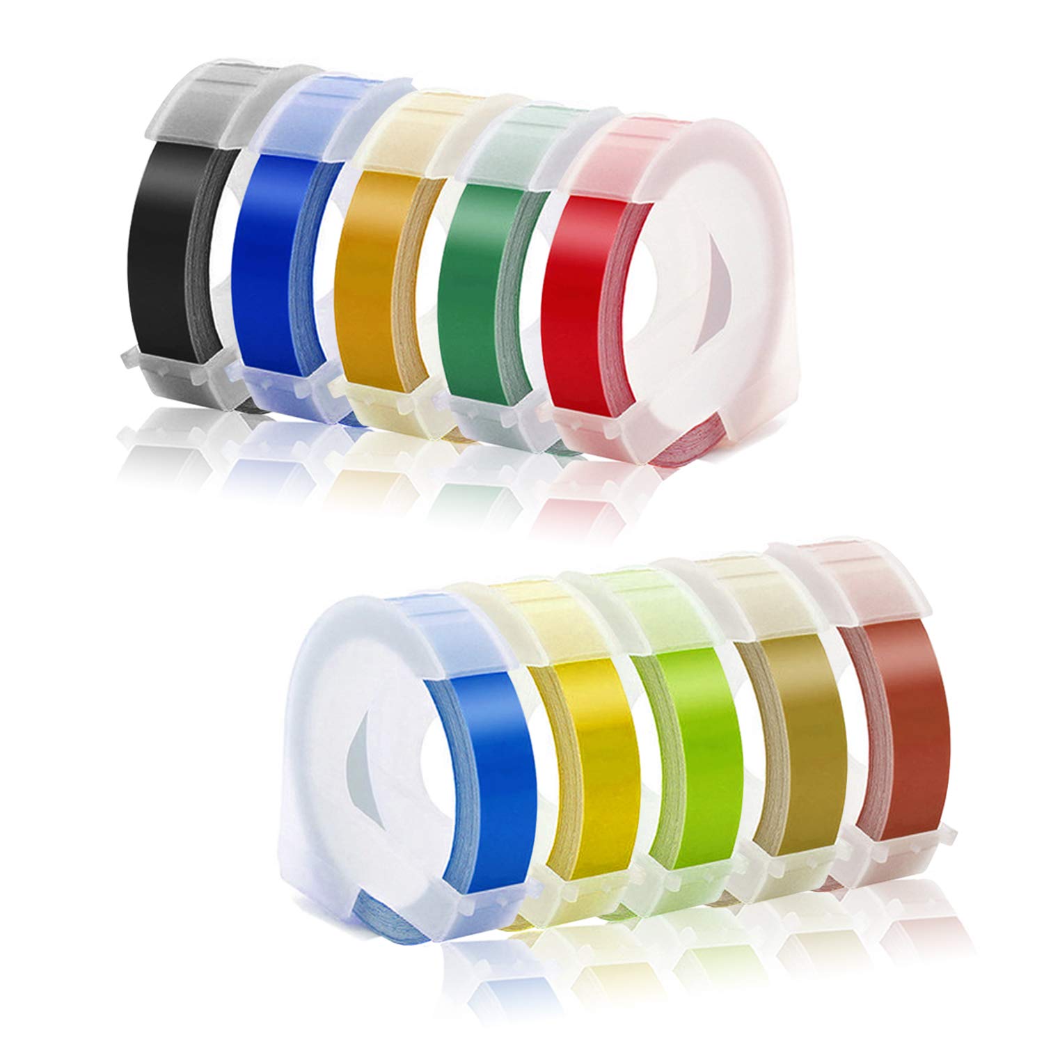 Embossing Tape Compatible with Dymo Embossing Label Maker, 3/8'' x 9.8' Colorful 3D Plastic Organizer Xpress Tape Compatible wit