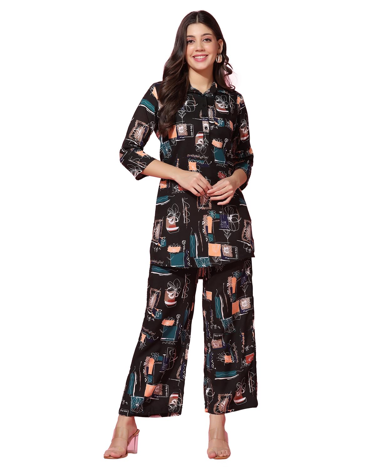 Toplot Co-Ord Set For Women (Collar-Pair-5134-Black-M),Black,,B0CPV3CTPQ