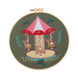 Calandis Christmas Embroidery Starter Kit With Embroidery Hoop Beginners Stitch Carousel | Cross Stitch Kits | Hand Embroidery K