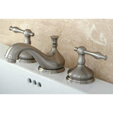 Kingston Brass Ks1168Nl Heritage Widespread Lavatory Faucet With Metal Lever Handle, Brushed Nickel,8-Inch Adjustable Center