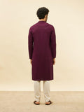 Manyavar Mens Purple Viscose Chikankari Kurta Pyjama Set Purple L
