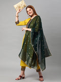 Anni Designer Women'S Cotton Blend Solid Kurta And Pant With Dupatta Set (Start-Mustred_M_Mustard_Medium),Mustard,M,Cotton Blend,Regular,Dupatta