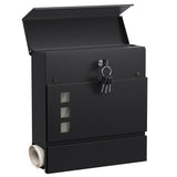 VERSASKY Mailbox for Outside, Locking Wall Mount Mailbox with Newspaper Holder, Security Key Drop Box, Heavy Duty Steel Mail Box