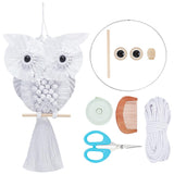 FREEBLOSS DIY Macrame Owl Kit with Instructions Macrame Wall Hanging Ornament Boho Wall Hanging Decor Pure White Macrame Tapestr