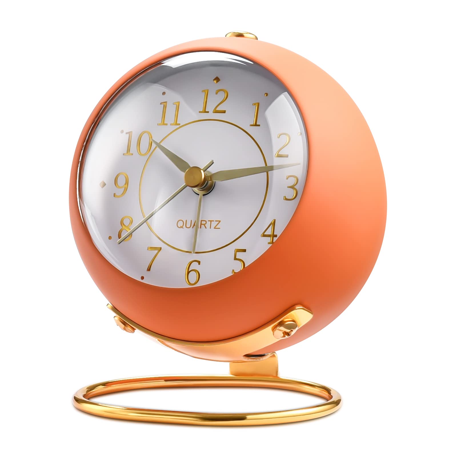 Analog Alarm Clocks,Retro Backlight Cute Simple Design Small Desk Clock with Night Light,Silent Non-Ticking,Battery Powered,for 