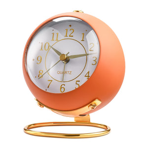 Analog Alarm Clocks,Retro Backlight Cute Simple Design Small Desk Clock with Night Light,Silent Non-Ticking,Battery Powered,for 