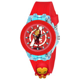 Zebrox Red Color 7 Color Led Lights Silicone Strap Quartz Kids Analog Wrist Watch For Boys, Kids, Children And Girls (Kd-040)