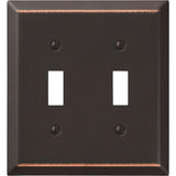 AMERELLE 163TTDB BRZ 2 TGL WALLPLATE, 2 Toggle, Aged Bronze