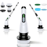 Electric Spin Scrubber for Bathroom: Shower Scrubber with Long Handle, Dual Speed Cordless Power Cleaning Scrub, 7 Brush Heads, 