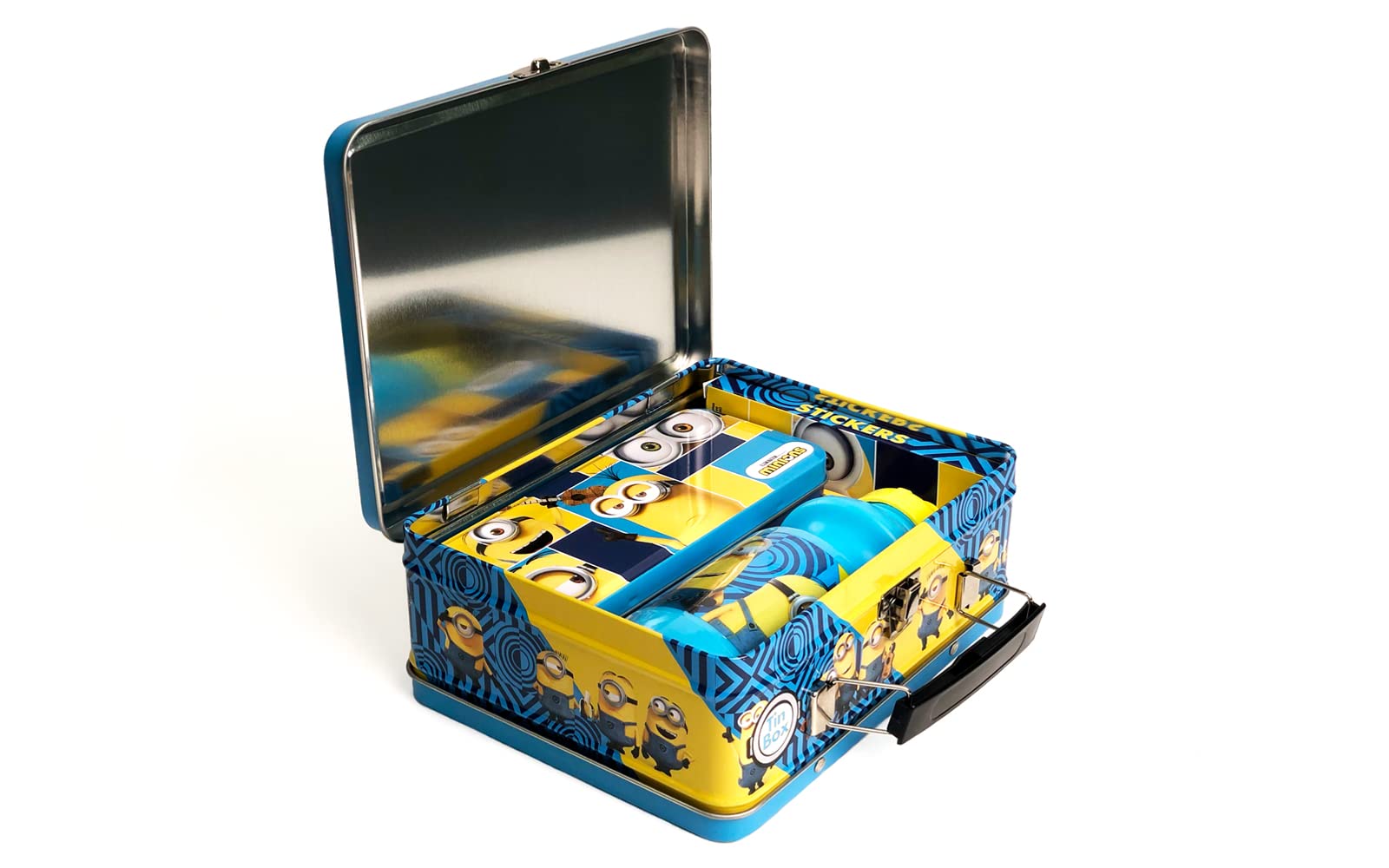 Minions Gift Set - Minions Lunch Tin Box, water bottle, puzzle, stickers, and Pencil Case.