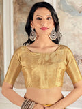 Satrani Women'S Silk Crepe Printed Saree With Unstitched Blouse Piece (3517S3075N_Mustard)