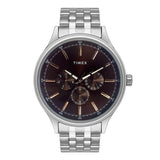 Timex Analog Watch For Man With Brown Round Dial & Silver Stainless Steel Bracelet Band Water Resistant Men'S Wrist Watches - Tw