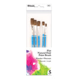 BAZIC Paint Brushes Set Flat Natural Hair Brush, Paintbrushes for Acrylic Oil Watercolor Gouache Art Painting (5/Pack), 1Pack