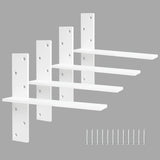 Floating Shelf Bracket 3/8 Thick Heavy Duty Shelf Brackets White 4 Pack Free Hanging Countertop Support Bracket 14 Lx2.5 W Float