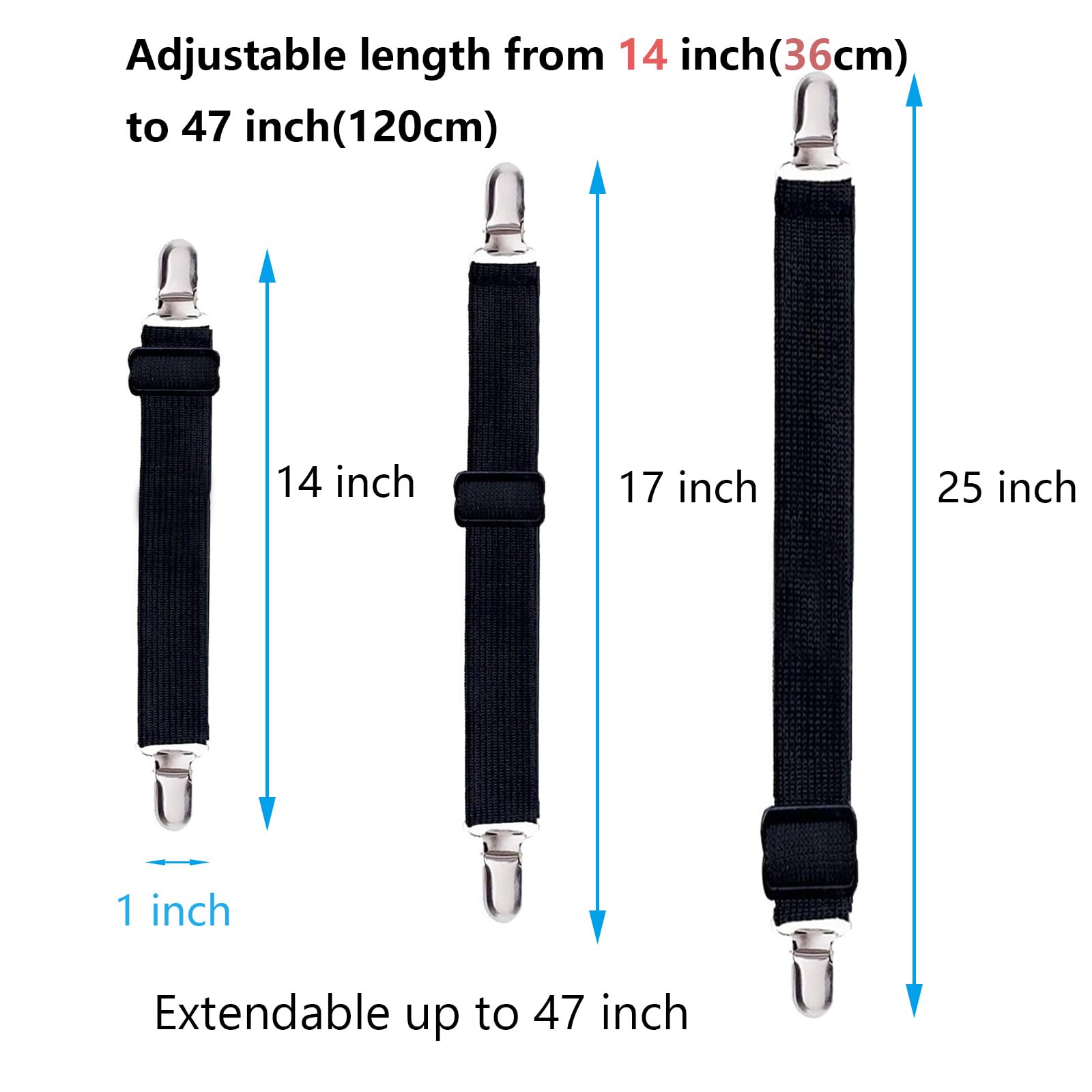 10 pcs Adjustable Bed Sheet Straps,Bed Sheet Clips, Elastic Bed Fitted Sheet Holder,Fitted Sheet Straps Clips,Sheet Fastener Sus