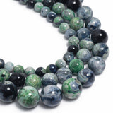 Yochus 35pcs Round Loose Green Fire Agate Beads for Bracelet Beads