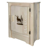 Montana Woodworks Homestead Collection Accent Cabinet With Laser Engraved Elk Design, Right Hinged, Clear Lacquer Finish