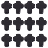 SUNNYCLUE 1 Box 200Pcs Cross Beads Small Black Synthetic Turquoise Stone Easter Holiday Mini Tiny Cross Charms Crucifix Charm Po
