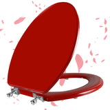 Angol Shiold Wood Toilet Seat, Zinc Alloy Hinges (Elongated, Red)