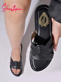 Shoetopia Women'S Girls-P-19 Flat Sandal-5 Kids Uk (Girls-P-19-Black)-Eu38,Black,5,B0D4VR16PN