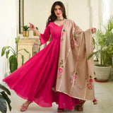 Gosriki Women'S Cotton Anarkali Kurta And Dupatta (Without Palazzo)(Pink M),Pink,,B08Z356TLV