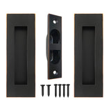 Fihatokus Pocket Door Handles,6 inch Recessed Flush Finger Pulls with Edge Pull,304 Stainless Steel Pocket Door Hardware, Oil Ru